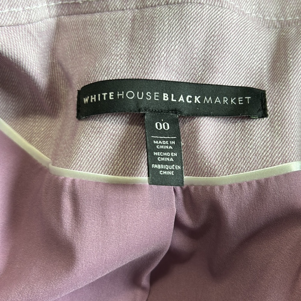 White House Black Market Bracelet Sleeve Linen Moto Jacket Purple Sz 00 - Picture 10 of 13